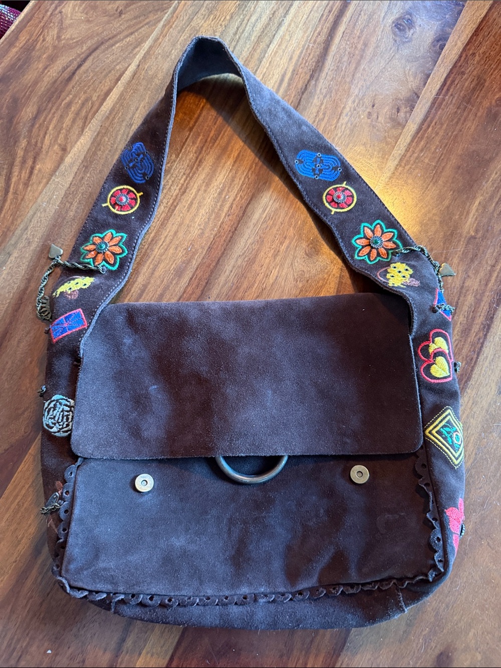 Francesco Biasia brown suede bag